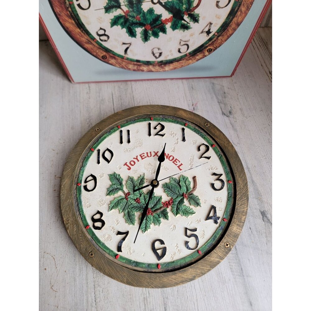 Joyeux Noel musical wall clock Xmas vintage decor hanging‎